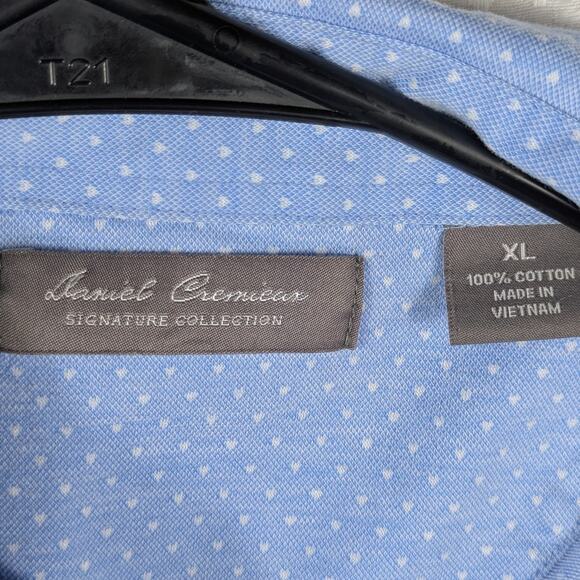 Daniel Cremieux Signature Men’s XL Polo Shirt Blue Cotton Micro Dot Pattern - Picture 2 of 3